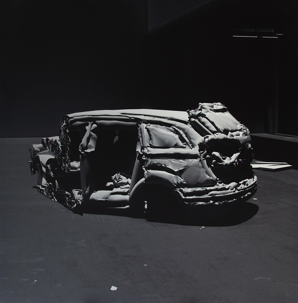 Norman Leto, Cross Section Through a Car Made from Norman Fuss Digital Foam, Subjected to High Temperature, 2009, Custom Software, 3d, Photographic Archival Print, Canvas