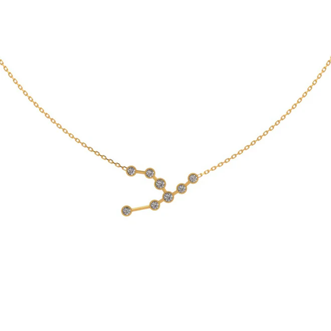 Gold Necklace With Bull Constellation And Diamonds1