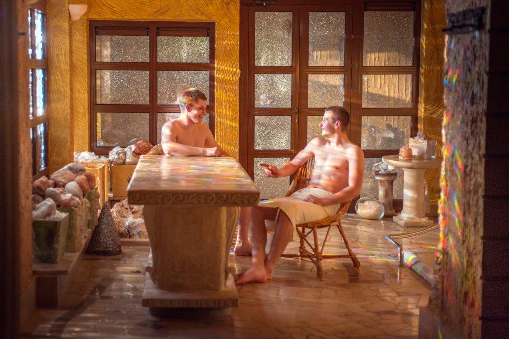 Relaxation in the Roman Baths of the Manor House Spa.